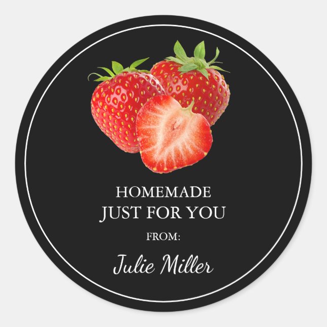 Homemade just for you strawberry label (Front)