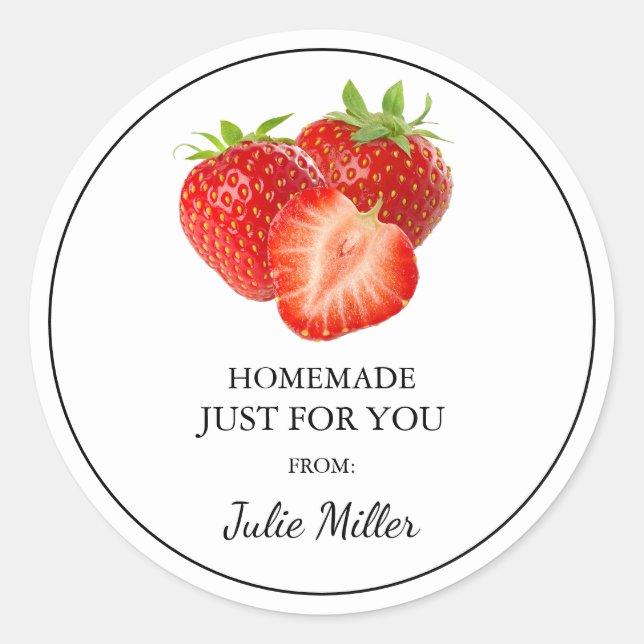 Homemade just for you strawberry label (Front)