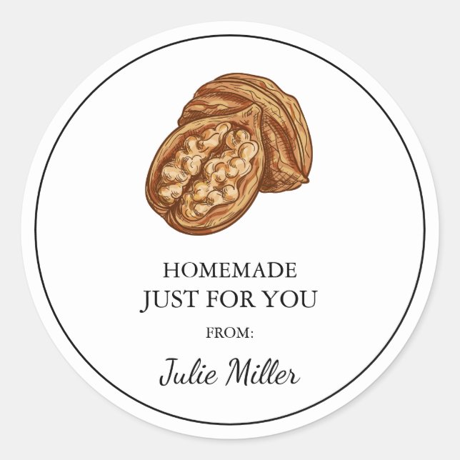 Homemade just for you walnut label (Front)