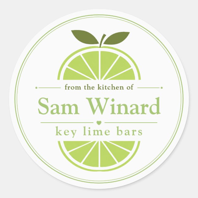 Homemade Key Lime Bars Kitchen Label (Front)