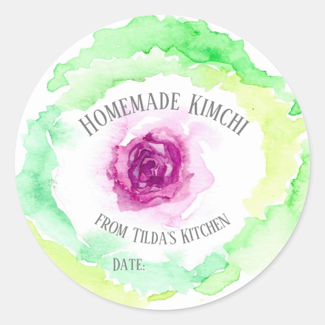 Homemade Kimchi Cabbage Canning Jar Label (Front)