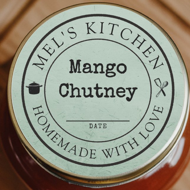Homemade Kitchen Product Packaging Custom Sage Classic Round Sticker (homemade cans preserves jellies jams honey food sticker sage label custom personalized kitchen date)