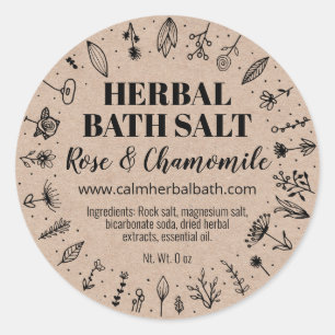Homemade Kraft Herbal Bath Salt Labels