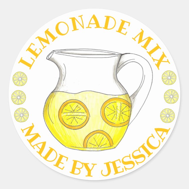 Homemade Lemon Ade Lemonade Mix Made By Classic Round Sticker (Front)