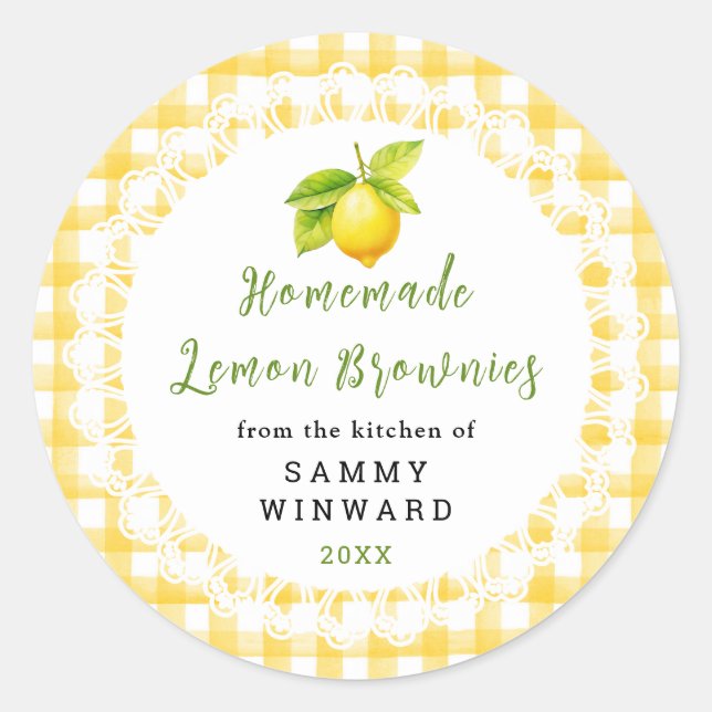 Homemade Lemon Brownies Label (Front)