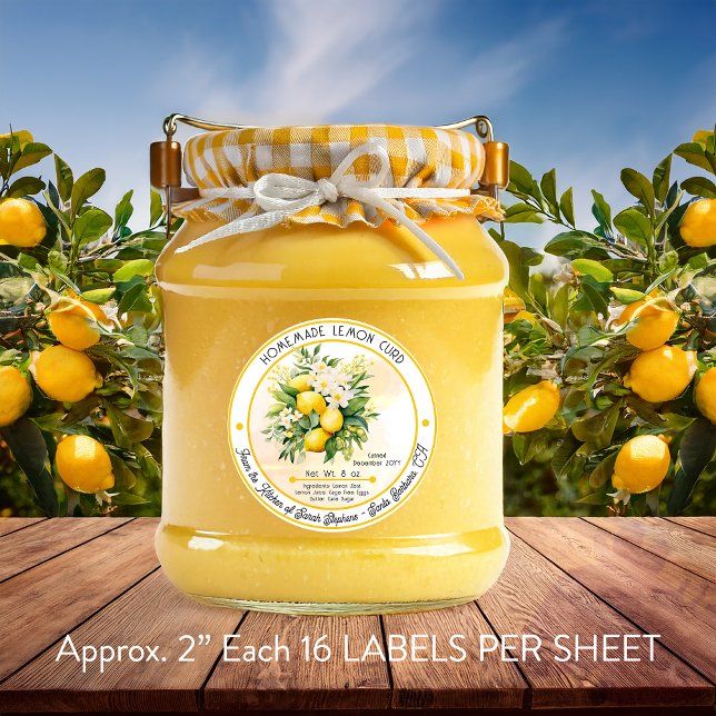 Homemade Lemon Curd Canning 2 In 16 | Sheet (Homemade Lemon Curd Canning 2 Inch Labels - 16 Stickers Per Sheet)