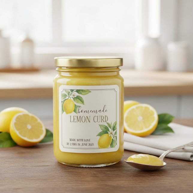 Homemade Lemon Curd Label with Watercolor Lemons (Creator Uploaded)