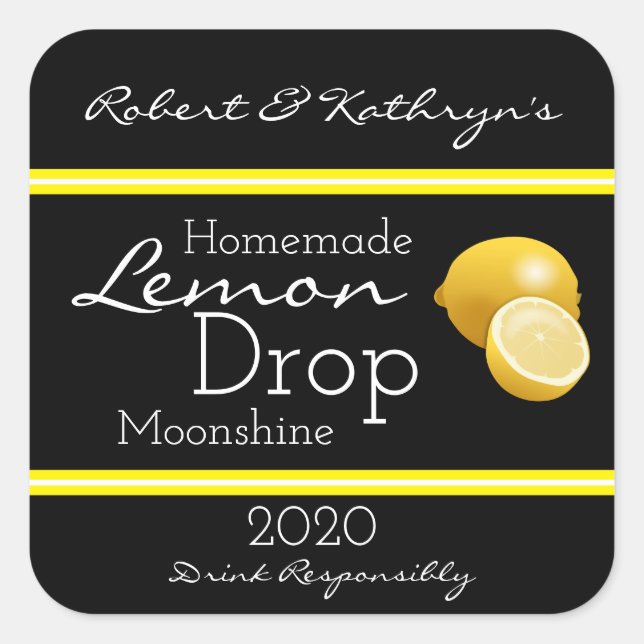 Homemade Lemon Drop Moonshine Personalised Square Sticker (Front)