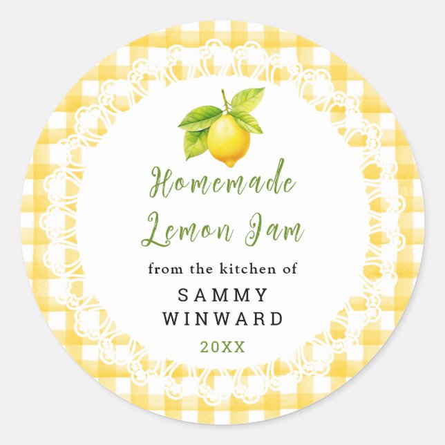 Homemade Lemon Jam Label (Front)