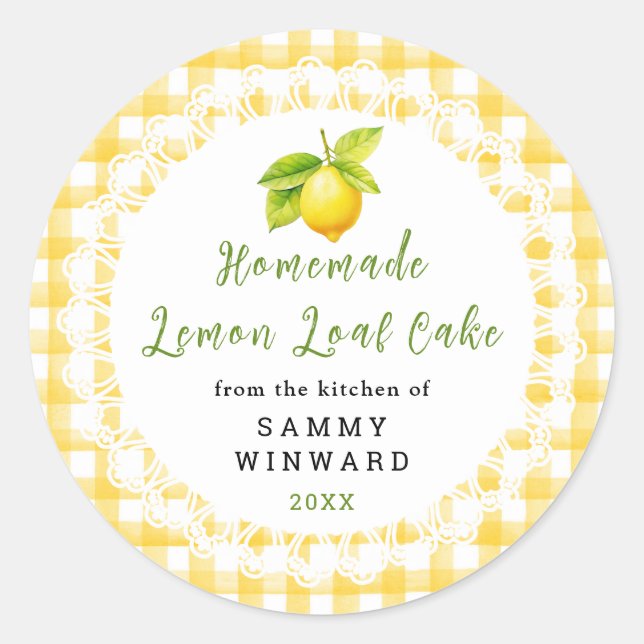 Homemade Lemon Loaf Cake Label (Front)