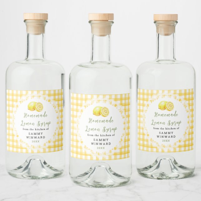 Homemade Lemon Syrup Bottle Label (Bottles)
