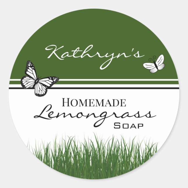 Homemade Lemongrass Soap Personalised Classic Round Sticker (Front)