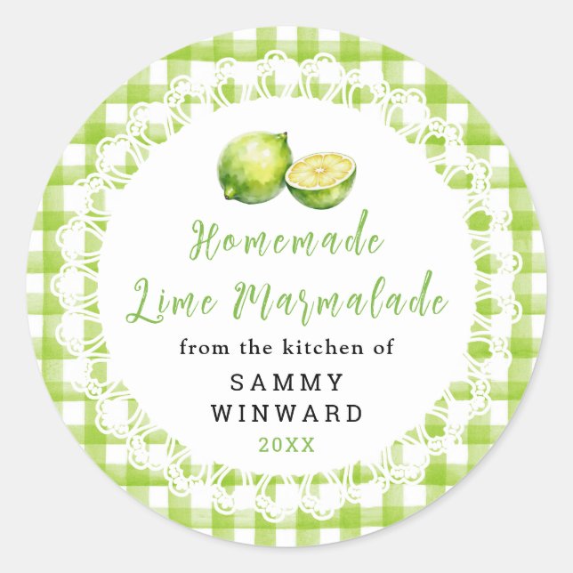 Homemade Lime Marmalade Jar Label (Front)