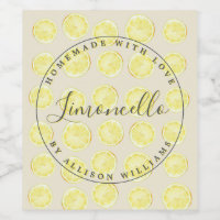 Homemade Limoncello Bottle Label Antique White
