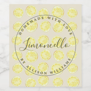 Homemade Limoncello Bottle Label Antique White