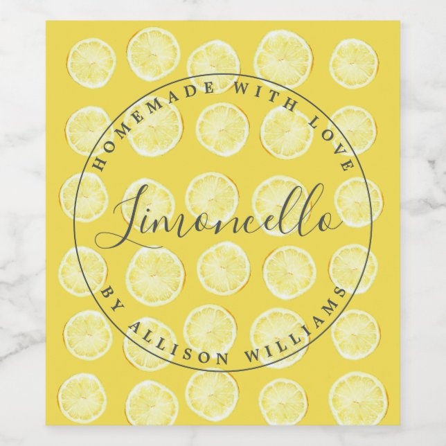 Homemade Limoncello Bottle Label Bright Yellow (Single Label)