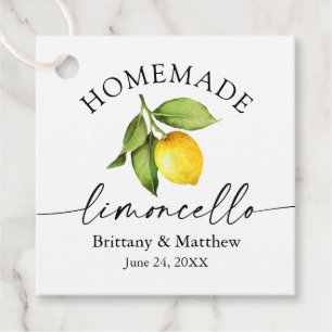 Homemade Limoncello Calligraphy Watercolor Lemon Favour Tags