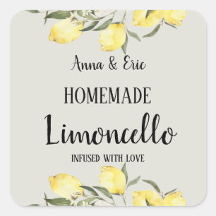 Homemade Limoncello Elegant Modern Wedding Square Sticker