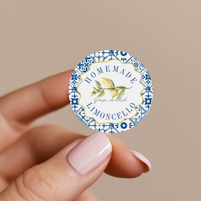 Homemade Limoncello Mediterranean Italian Lemon  Classic Round Sticker (Creator Uploaded)