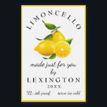 Homemade Limoncello Meyer Lemons Bottle Label |<br><div class="desc">Give the gift of homemade Limoncello. "Limoncello Made Just For You" on a white background with a image of meyer lemons. Personalised with your name and year. Customise the font and text. Use this smaller waterproof and scratch resistant label for mini-bottles. A chic and trendy look, perfect for an elegant...</div>