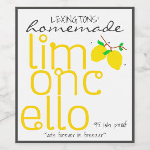 Homemade Limoncello Personalised Bottle Label  