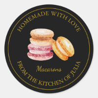 Homemade Macaron Label | Black