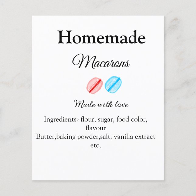 Homemade macarons add ingredients made with love b (Front)