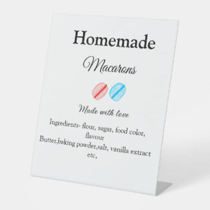 Homemade macarons add ingredients made with love b pedestal sign
