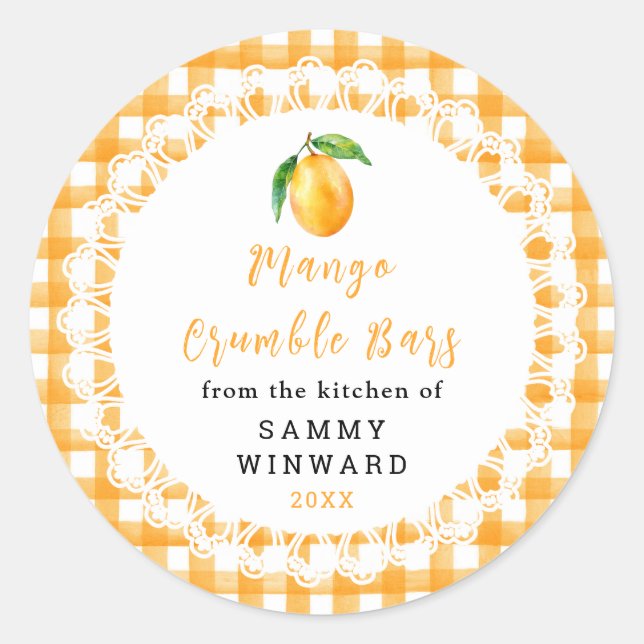 Homemade Mango Crumble Bar Label (Front)
