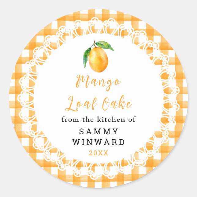 Homemade Mango Loaf Cake Label (Front)