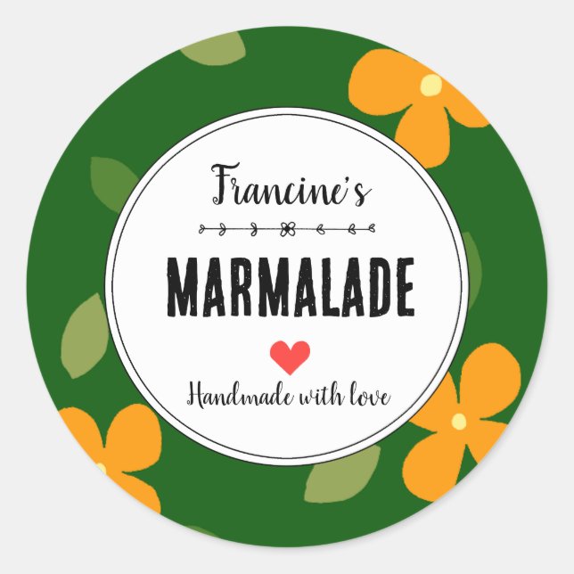 Homemade Marmalade Fruits Preserve Gift Custom Classic Round Sticker (Front)