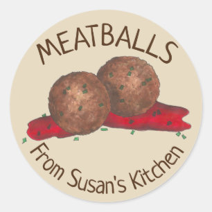 Homemade Meatballs Italian Kitchen Personalised Classic Round Sticker