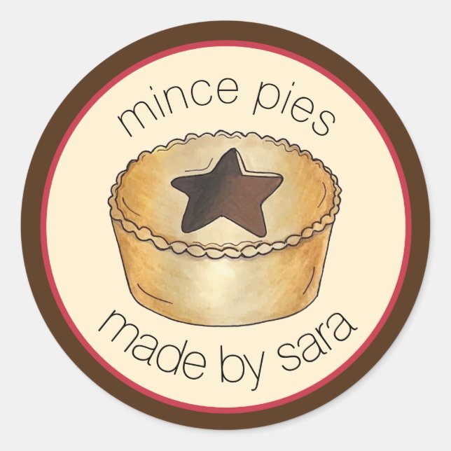 Homemade Mince Pies British Pastry Baked By Classic Round Sticker (Front)