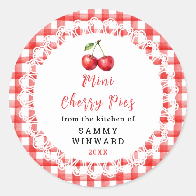 Homemade Mini Cherry Pie Label (Front)