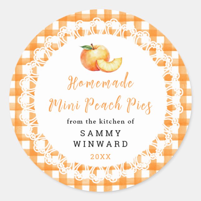 Homemade Mini Peach Pie Label (Front)
