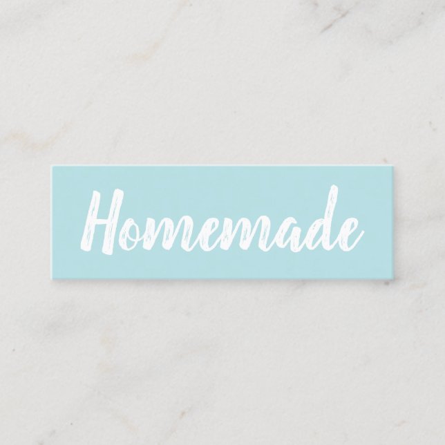 Homemade minimalist modern simple pastel blue mini business card (Front)