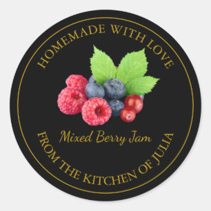 Homemade Mixed Berry Jam Label Black