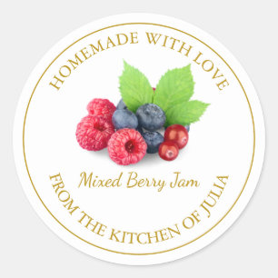 Homemade Mixed Berry Jam Label   White