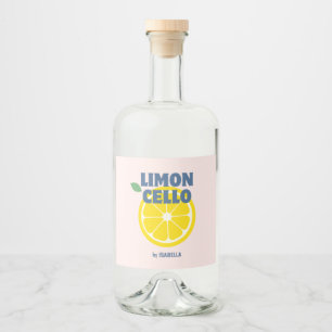 Homemade Modern Light Pink Love Limoncello Liquor Bottle Label