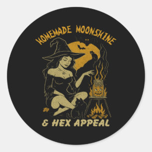 Homemade Moonshine And Hex Appeal Halloween Witch Classic Round Sticker