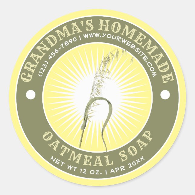 Homemade Oatmeal Soap Label Template (Front)