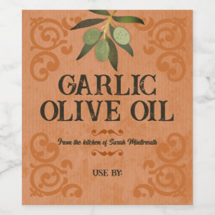Homemade olive oil Tuscan vintage home canning Win Wine Label