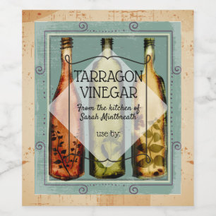 Homemade olive oil vinegar home canning label