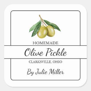Homemade Olive Pickle Square Label