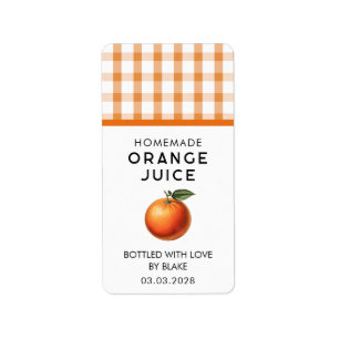 Homemade orange juice label with chequered pattern