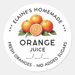 Homemade Orange juice preserve label
