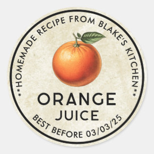 Homemade Orange juice vintage style canning label