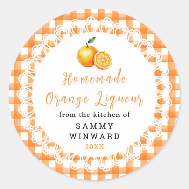 Homemade Orange Liqueur Bottle Label (Front)