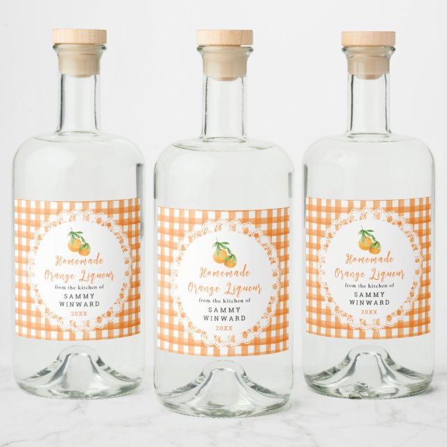 Homemade Orange Liqueur Label (Bottles)
