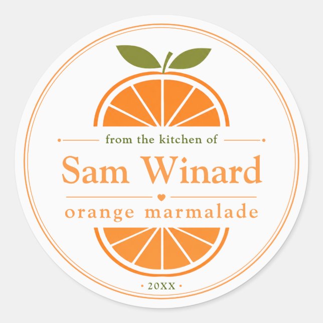 Homemade Orange Marmalade Kitchen Label (Front)